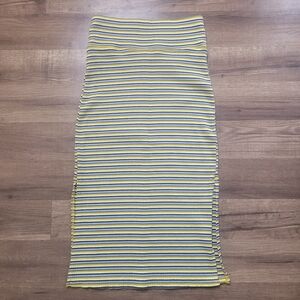 Aerie ribbed knit elf Blue/yellow Stripes midi skirt size XS Stretch